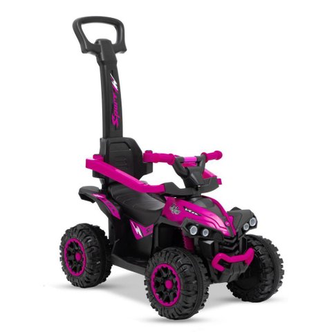 Mini Quadriciclo Infantil Passeio com Empurrador Luz e Som Rosa