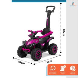 Mini Quadriciclo Infantil Passeio com Empurrador Luz e Som Rosa - 2