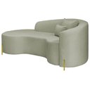 Ver imagem 6 de Divã Recamier Curvo Sala de Estar Recepção Inglaterra 180cm Pés Metal Dourado Lado Esquerdo