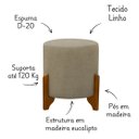 Ver imagem 3 de Puff Decorativo Sala De Estar Cléo Luxo  Linho Bege