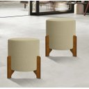 Ver imagem 1 de Puff Decorativo Sala De Estar Cléo Luxo  Linho Bege