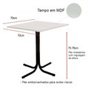 Ver imagem 4 de Conjunto Mesa de Jantar Quadrada Preta Tampo Branco com 4 Cadeiras Estofada Off-white Encosto Madeir