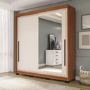 Ver imagem 1 de Roupeiro Valência 2 Portas Correr com Espelho 177x213cm Freijó/Creme 240853