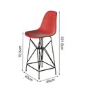 Ver imagem 3 de Jogo Mesa Bistrô Eames Preta 60Cm 3 Banquetas Vermelha Base Ferro Preto - Cor: Preto