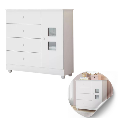 Cômoda Quarto Bebê Gavetas Mdf Resistente Unissex Moderna:branco