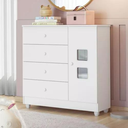 Ver imagem 3 de Cômoda Quarto Bebê Gavetas Mdf Resistente Unissex Moderna:branco