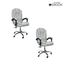 Ver imagem 3 de Kit 2 Cadeiras de Escritório Presidente Reclinável - Branco