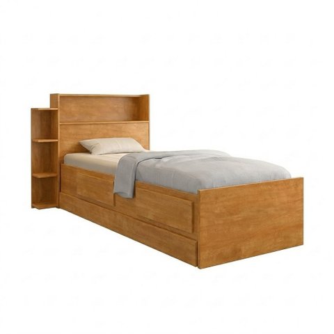Cama Solteiro Isa com Gavetas e Cama Auxiliar para Quarto Moderno Funcional e Dormitório - Nature