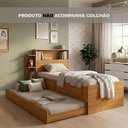 Ver imagem 2 de Cama Solteiro Isa com Gavetas e Cama Auxiliar para Quarto Moderno Funcional e Dormitório - Nature