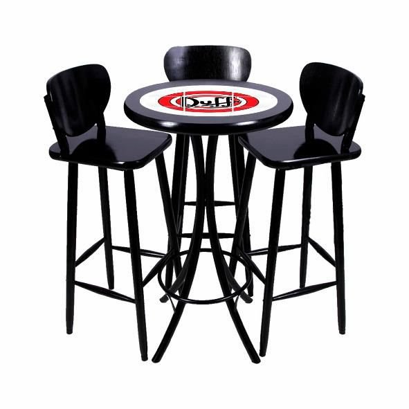 Conjunto Mesa Redonda Bistrô Azulejo Duff 3 Banqueta - Preto