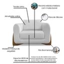 Ver mais imagens de Poltrona Decorativa New Linho Cinza para Sala Pés Madeira Bz Home Decor