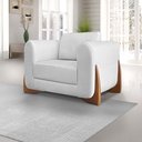 Ver imagem 1 de Poltrona Decorativa New Linho Cinza para Sala Pés Madeira Bz Home Decor