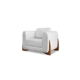 Poltrona Decorativa New Linho Cinza para Sala Pés Madeira Bz Home Decor - 3