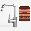 Ver imagem 5 de Torneira Gourmte Monocromada Bancada Quente/fria 360º Metal