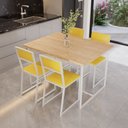 Ver imagem 1 de Conjunto Mesa de Jantar Retangular Pinus 4 Cadeiras Branca Riviera Industrial Don Castro Decor Rivie