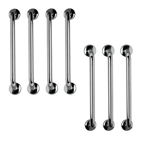 Barra de Apoio Aço Inox 60cm Kit 7 Unidades Segurança Banheiro Box Idoso Gestante Cadeirante Corrima