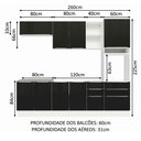 Ver imagem 4 de Armário de Cozinha Completa 260cm Branco/Preto Lux Madesa 08