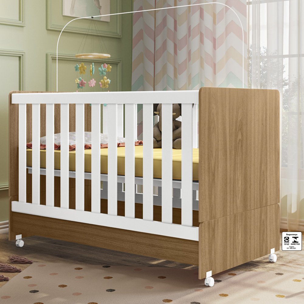 Berço Mini Cama 2 em 1 Encanto Nature Branco Plla - 2
