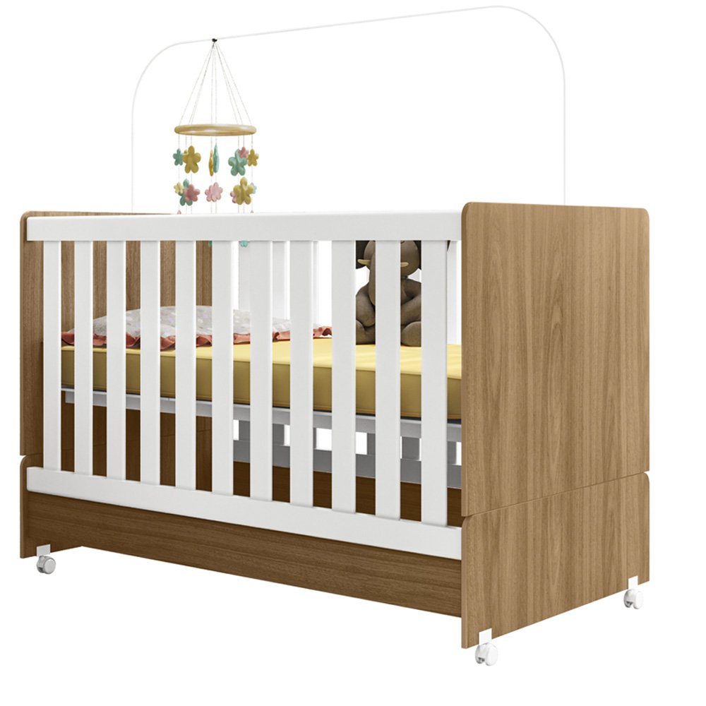 Berço Mini Cama 2 em 1 Encanto Nature Branco Plla - 1