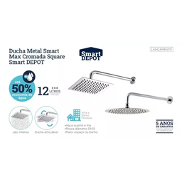 Ducha Quadrada 20x20 Slim Inox Chuveiro Aquecedor Solar Gás Banheiro Chuveirão Área Externa Lazer Pi - 8