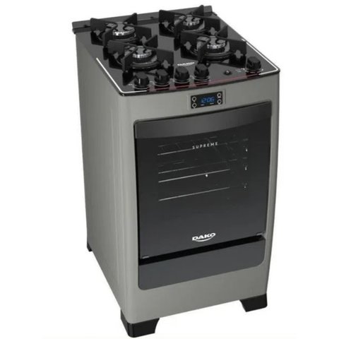 Fogão Supreme Timerglass Titanium 4 Bocas, Timer Digital, Mesa de Vidro, Bivolt, Dako. Supreme Timer
