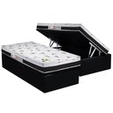 Ver imagem 1 de Cama Box Baú Solteiro: Colchão Espuma Luckspuma D33 / AG65 Aspen 50 Pró Saúde + Base CRC Suede Black