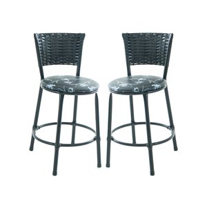 Kit 2 Banquetas Baixa de Cozinha Encosto Junco