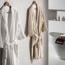 Ver imagem 1 de Roupão de Banho Adulto Unissex P Lino - Karsten Branco