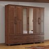 Guarda-roupa Bipartido 6 Portas 6 Gavetas Café Ouro Madeira Pinus - Finestra - 1