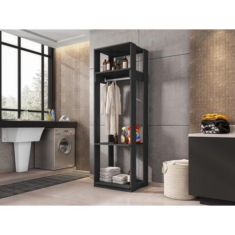Guarda Roupa Closet com Prateleiras Titan Preto - Fdecor