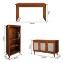 Ver imagem 4 de Kit Escrivaninha Veneza e 2 Livreiros Abertos sem Portas Madri e Buffet 3 Portas Deltan Castanho
