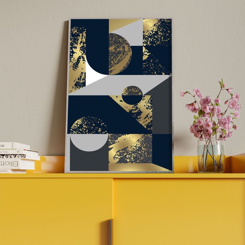Quadro Decorativo Tela Canvas Abstrato Geometric Seg com Modura Prata - 180x135 Cm - 4