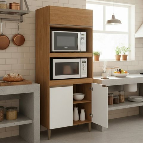 Armário de Cozinha Torre Quente Essenza 2 Nichos 80cm Móvel na Caixa
