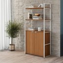 Ver imagem 2 de Estante Industrial 2 Portas 5 Prateleiras Metal e MDP 72cm Branco