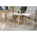 Ver imagem 1 de Mesa Cozinha Elma Premium Madeira Maciça C/ Tampo Madeirado C/ Vidro 170x90cm e 6 Cadeiras Lara