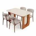 Ver imagem 3 de Conjunto de Jantar Mesa Tali 130cm 4 Cadeiras Ema CabeCasa MadeiraOriginals Off White/Prata
