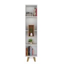 Ver imagem 4 de Estante de Livros 39CMX181CM Pés em Madeira Maciça 1 Porta com Nicho Yescasa Branco/Nogal
