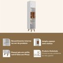 Ver imagem 5 de Estante de Livros 39CMX181CM Pés em Madeira Maciça 1 Porta com Nicho Yescasa Branco/Nogal