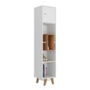 Ver imagem 2 de Estante de Livros 39CMX181CM Pés em Madeira Maciça 1 Porta com Nicho Yescasa Branco/Nogal