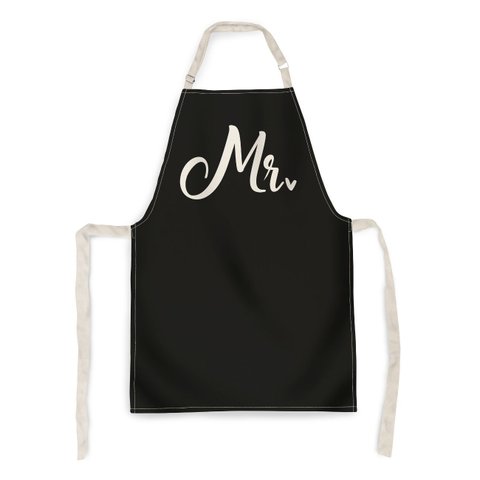 Avental Masculino Preto The Mr. com Estampa Romântica - Presente Criativo para Casais - 66x80cm