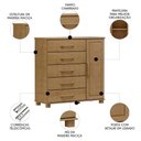 Ver imagem 3 de Cômoda para Quarto 125cm 1 Porta 4 Gavetas Eduarda Freijó F07 - Mpozenato