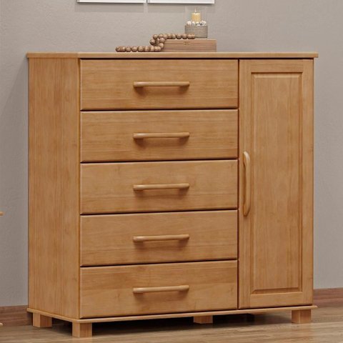 Cômoda para Quarto 125cm 1 Porta 4 Gavetas Eduarda Freijó F07 - Mpozenato