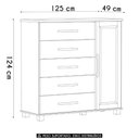 Ver imagem 4 de Cômoda para Quarto 125cm 1 Porta 4 Gavetas Eduarda Freijó F07 - Mpozenato