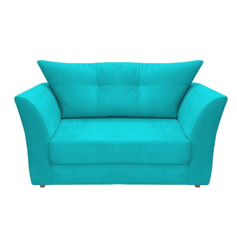Namoradeira Decorativa Isis Suede Azul Tifany Pés Madeira Ms Decor