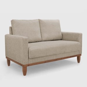 Poltrona Living 02 Lugares com Almofada Sara Due Decor - Linho Bege