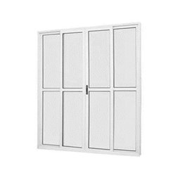 Porta de Alumínio de Correr 4 Folhas Com Trinco Abertura Central 210x200cm Branco Allo Esquadrias - 1