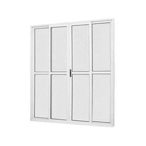 Porta de Alumínio de Correr 4 Folhas Com Trinco Abertura Central 210x200cm Branco Allo Esquadrias