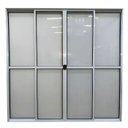 Ver imagem 1 de Porta de Alumínio de Correr 4 Folhas com Trinco Abertura Central 210x200cm Branco Allo Esquadrias