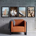 Ver imagem 1 de Kit 4 Quadros Coleção Praia Surf - Pranchas 24x18cm:madeira Preta