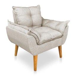 Poltrona Opala Decorativa Luxo Linho Bege Dal Poz Estofados - 1